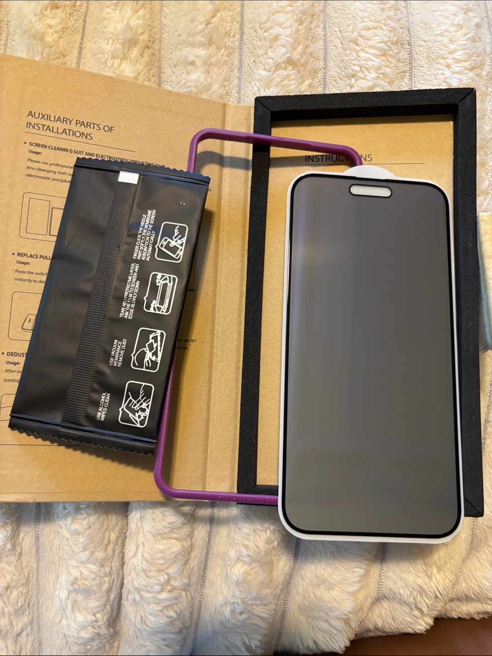 Purple Install Frame & Privacy Screen Protector for iPhone